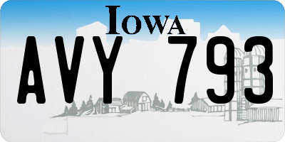 IA license plate AVY793
