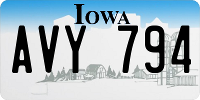 IA license plate AVY794