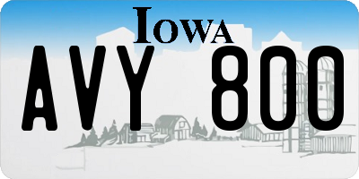 IA license plate AVY800