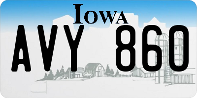 IA license plate AVY860