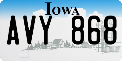 IA license plate AVY868