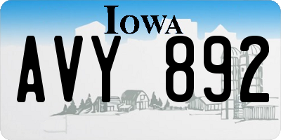 IA license plate AVY892