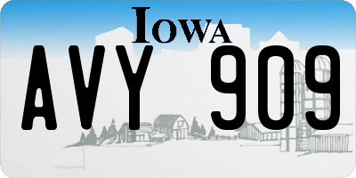 IA license plate AVY909