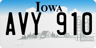 IA license plate AVY910