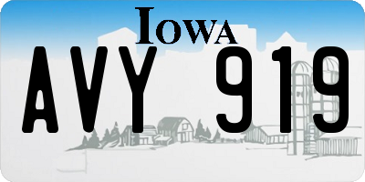 IA license plate AVY919
