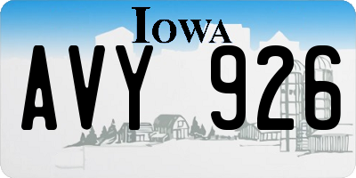 IA license plate AVY926
