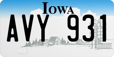 IA license plate AVY931