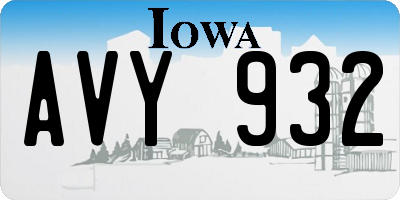 IA license plate AVY932