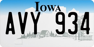 IA license plate AVY934