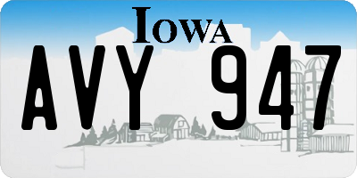 IA license plate AVY947