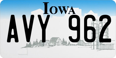 IA license plate AVY962