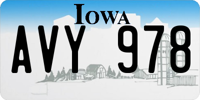 IA license plate AVY978