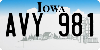 IA license plate AVY981