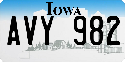 IA license plate AVY982
