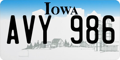 IA license plate AVY986