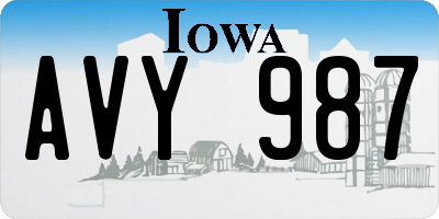 IA license plate AVY987
