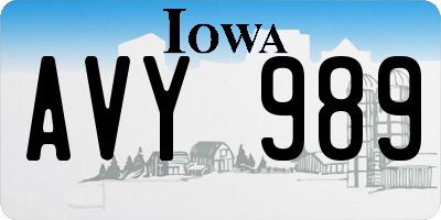 IA license plate AVY989