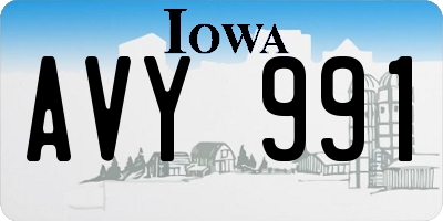 IA license plate AVY991