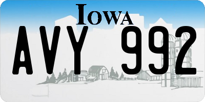 IA license plate AVY992
