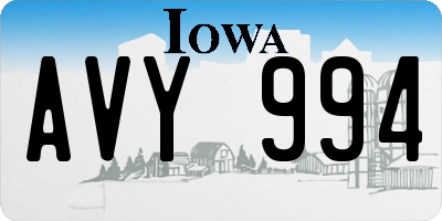 IA license plate AVY994
