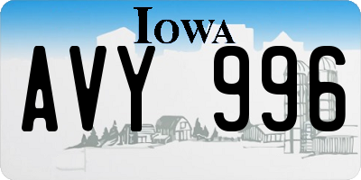 IA license plate AVY996