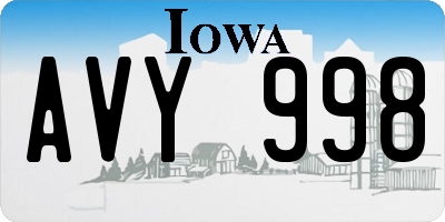 IA license plate AVY998