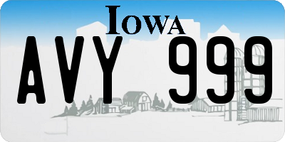 IA license plate AVY999