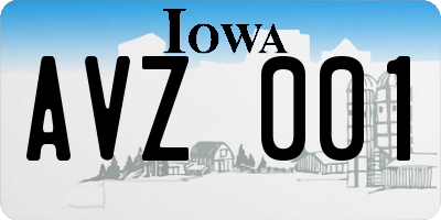IA license plate AVZ001
