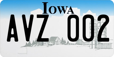 IA license plate AVZ002