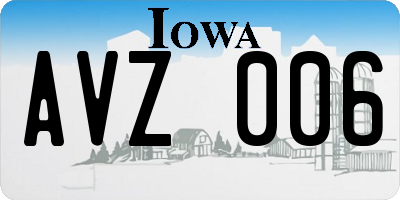 IA license plate AVZ006
