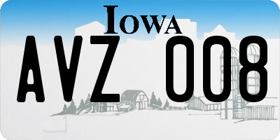 IA license plate AVZ008
