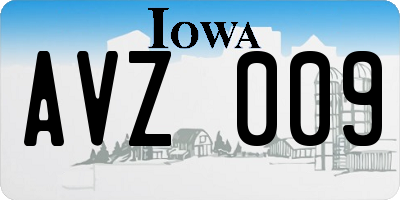 IA license plate AVZ009