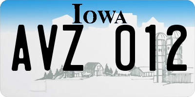 IA license plate AVZ012