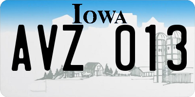 IA license plate AVZ013