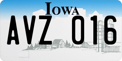 IA license plate AVZ016