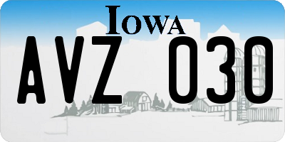 IA license plate AVZ030