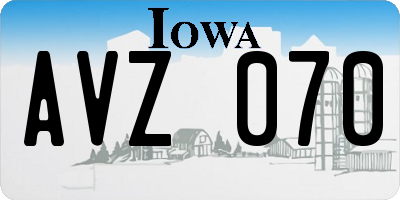 IA license plate AVZ070