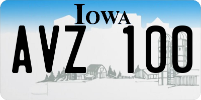 IA license plate AVZ100