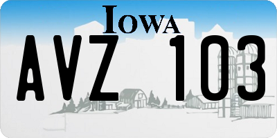 IA license plate AVZ103