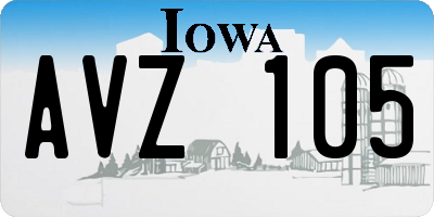 IA license plate AVZ105