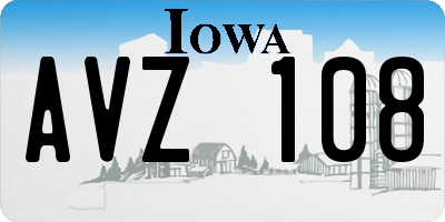 IA license plate AVZ108