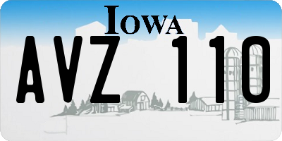 IA license plate AVZ110