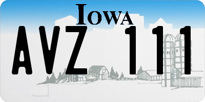 IA license plate AVZ111