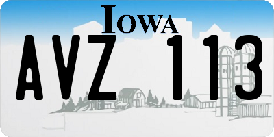 IA license plate AVZ113