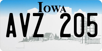 IA license plate AVZ205