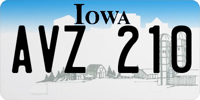 IA license plate AVZ210