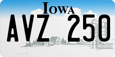 IA license plate AVZ250