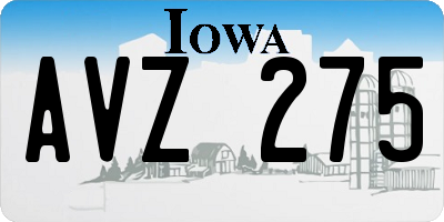 IA license plate AVZ275