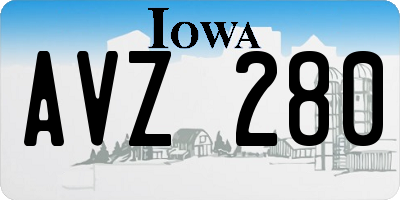 IA license plate AVZ280