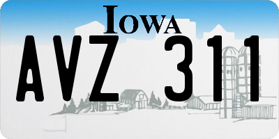 IA license plate AVZ311